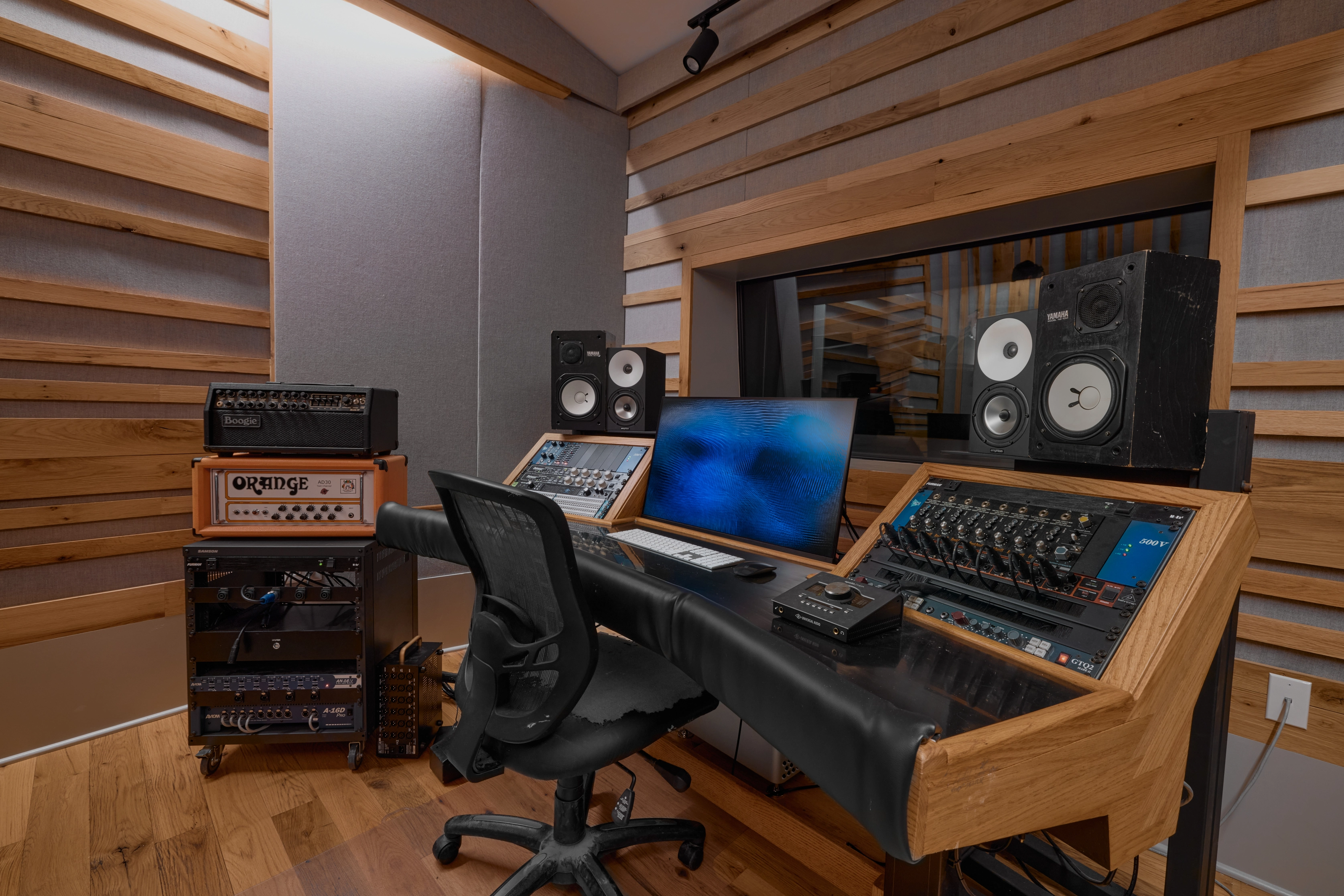 View of the studio console